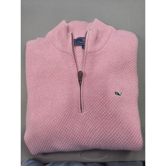 Vineyard Vines Other - Vineyard Vines Mens Pink Cotton Honeycomb Knit Quarter Zip Sweater Size M